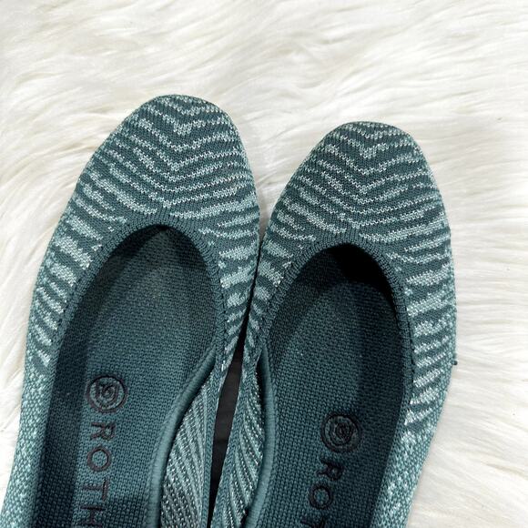 Rothy's Retired The Square Metallic Mirage Zebra Green Slip On Flat Sz 7 - Picture 3 of 8